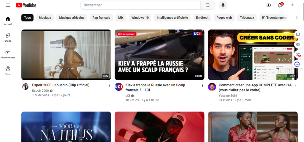 argent avec YouTube