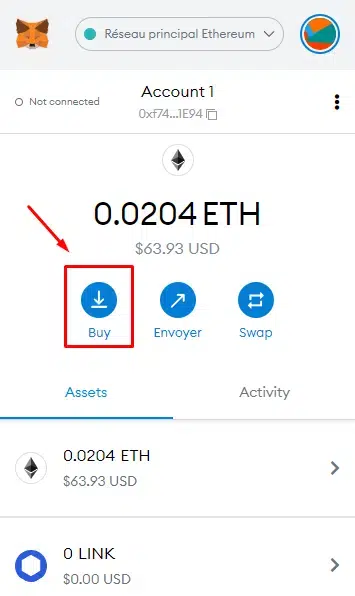acheter sur metamask