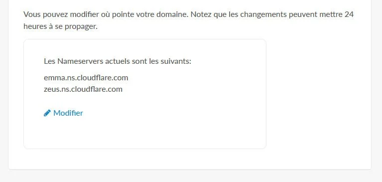 changement nameservers hebergement web