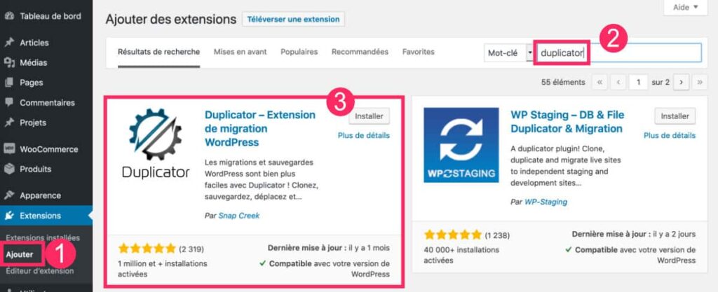 migrer un site WordPress