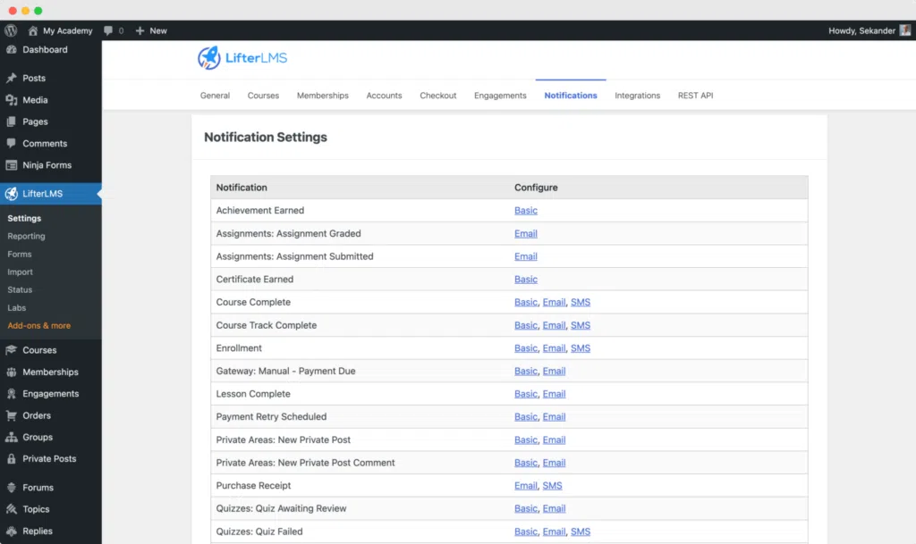 LifterLMS Email and SMS