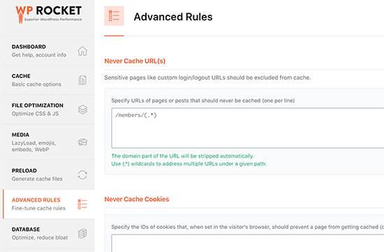 advanced caching rules