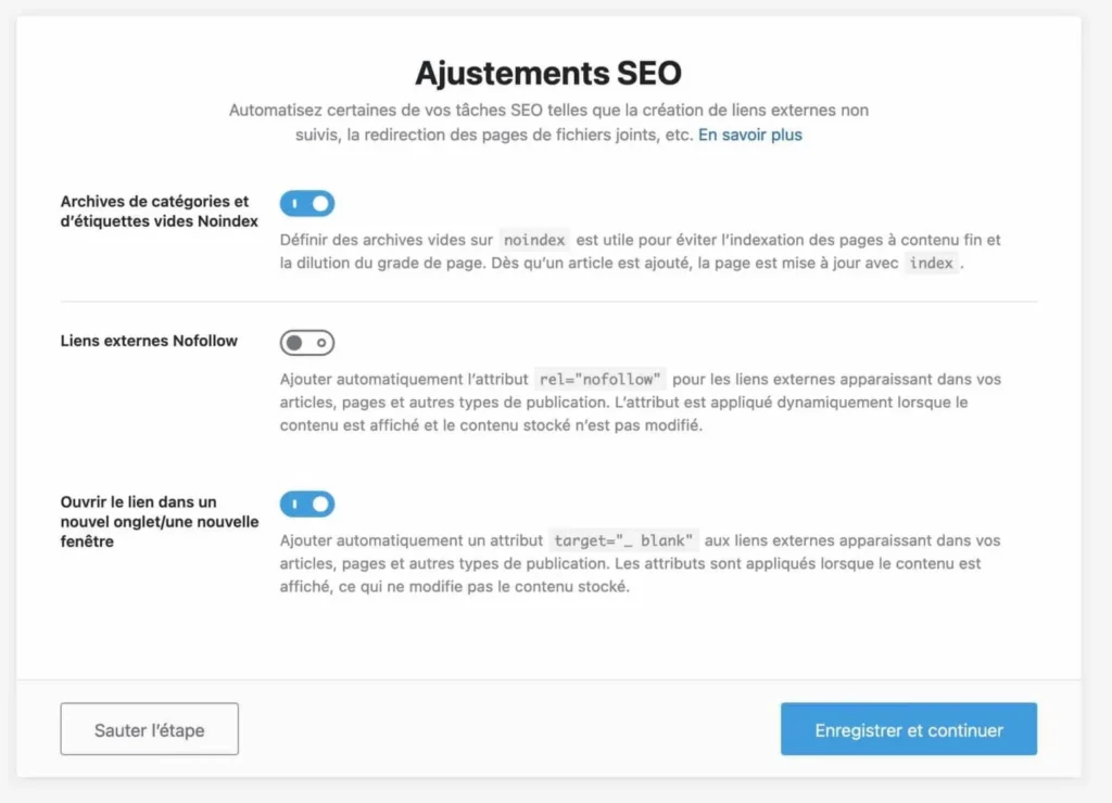 ajustements seo rank math