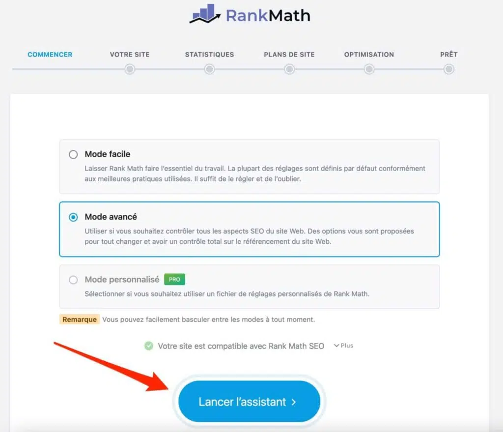 demarrer assistant rank math